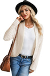 Apricot Popcorn Knit Open Front Cardigan-Tops-MomFashion