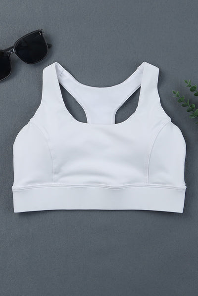 White Athletic Push Up Sports Bra-Activewear-MomFashion