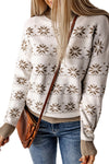 White Christmas Snowflake High Neck Knit Sweater-Tops-MomFashion