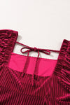 Red Tie Back Square Neck Velvet Babydoll Dress-Dresses-MomFashion