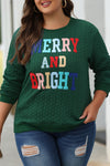 Blackish Green Merry And Bright Cable Knit Pullover Sweatshirt-Tops-MomFashion