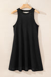 Black Crisscross Cut-out Back Knit Sleeveless Dress-Dresses-MomFashion