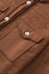 Brown Contrast Flap Pockets Relaxed Shacket-Outerwear-MomFashion