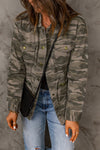 Green Camo Print Multi Pockets Button-up Jacket-Outerwear-MomFashion