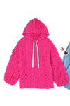 Rose Bubble Textured Waffle Hoodie-Tops-MomFashion