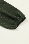 Blackish Green Lace Eyelet Ruffle Shoulder Long Sleeve Blouse-Tops-MomFashion