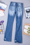 Blue Distressed Flare Jeans-Bottoms-MomFashion