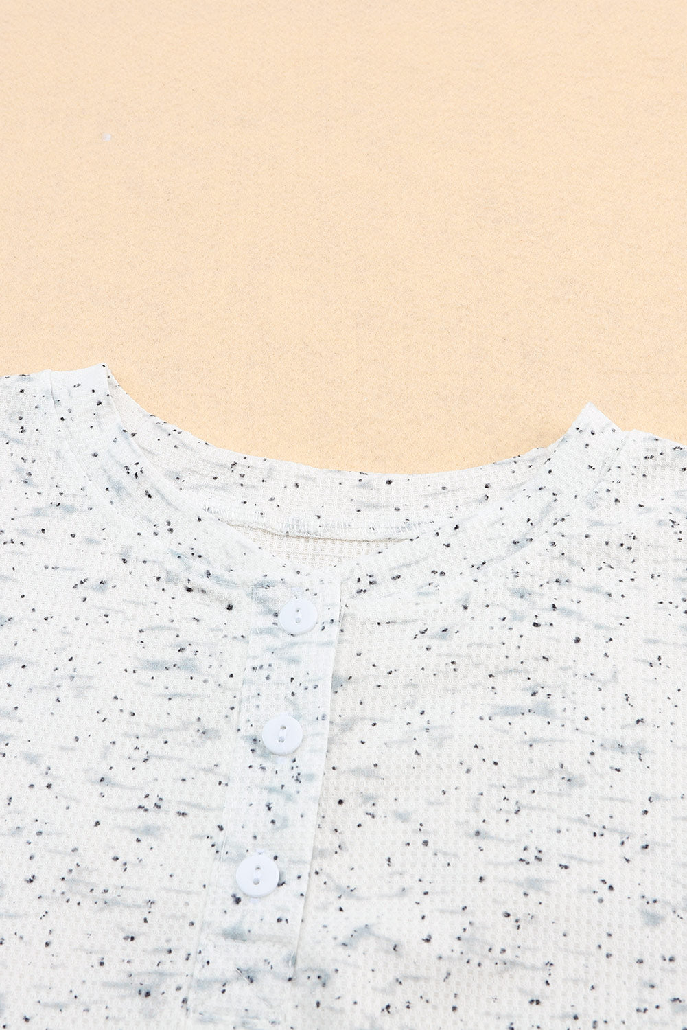 Gray Slouchy Heather Rib Knit Long Sleeve Henley Top-Tops-MomFashion