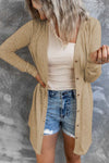 Solid Color Open-Front Buttons Cardigan-Tops-MomFashion