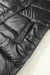 Black Hooded Long Quilted Vest Coat-Outerwear-MomFashion