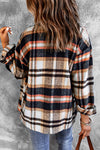 Geometric Plaid Print Pocketed Shacket-Outerwear-MomFashion