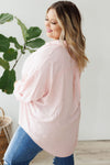 Pink Flap Pocket Tab Sleeve Button-Down Plus Size Shirt-Plus Size-MomFashion