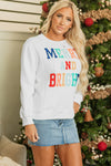 White Merry And Bright Cable Knit Pullover Sweatshirt-Tops-MomFashion