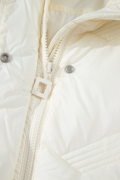 White Quilted High Neck Zip Up Jacket Vest-Outerwear/Vests-MomFashion