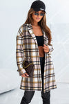 Pink Plaid Button Up Lapel Jacket-Outerwear-MomFashion