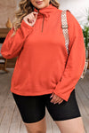 Orange O-ring Zipper Pocketed Plus Size Sweatshirt-Plus Size-MomFashion