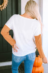 Orange Long Sleeve Colorblock Chest Pocket Textured Knit Top-Tops-MomFashion