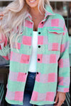 Pink Plaid Pattern Oversized Shacket-Outerwear-MomFashion