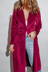 Retro Velvet Long Sleeve Pocket Coat-Outerwear-MomFashion