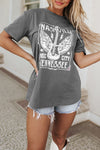 Gray Guitar Slogan Letter Graphic Print Oversized T Shirt-Graphic-MomFashion