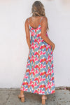 Multicolor Abstract Print Spaghetti Straps Maxi Dress-Dresses-MomFashion