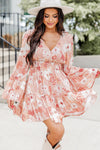 Floral Smocked High Waist Bell Sleeve Mini Dress-Dresses-MomFashion