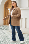 Khaki Fringe Trim Plus Size Suede Shacket-Plus Size-MomFashion