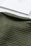 Green Retro Quilted Flap Pocket Button Shacket-Outerwear-MomFashion