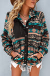 Black Western Colorblock Snap Buttoned Sherpa Jacket-Outerwear-MomFashion