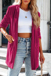 Rose Casual Pocketed Velvet Blazer-Outerwear-MomFashion