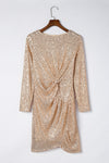 Apricot Knot Pack Hip Sequin Dress-Dresses-MomFashion