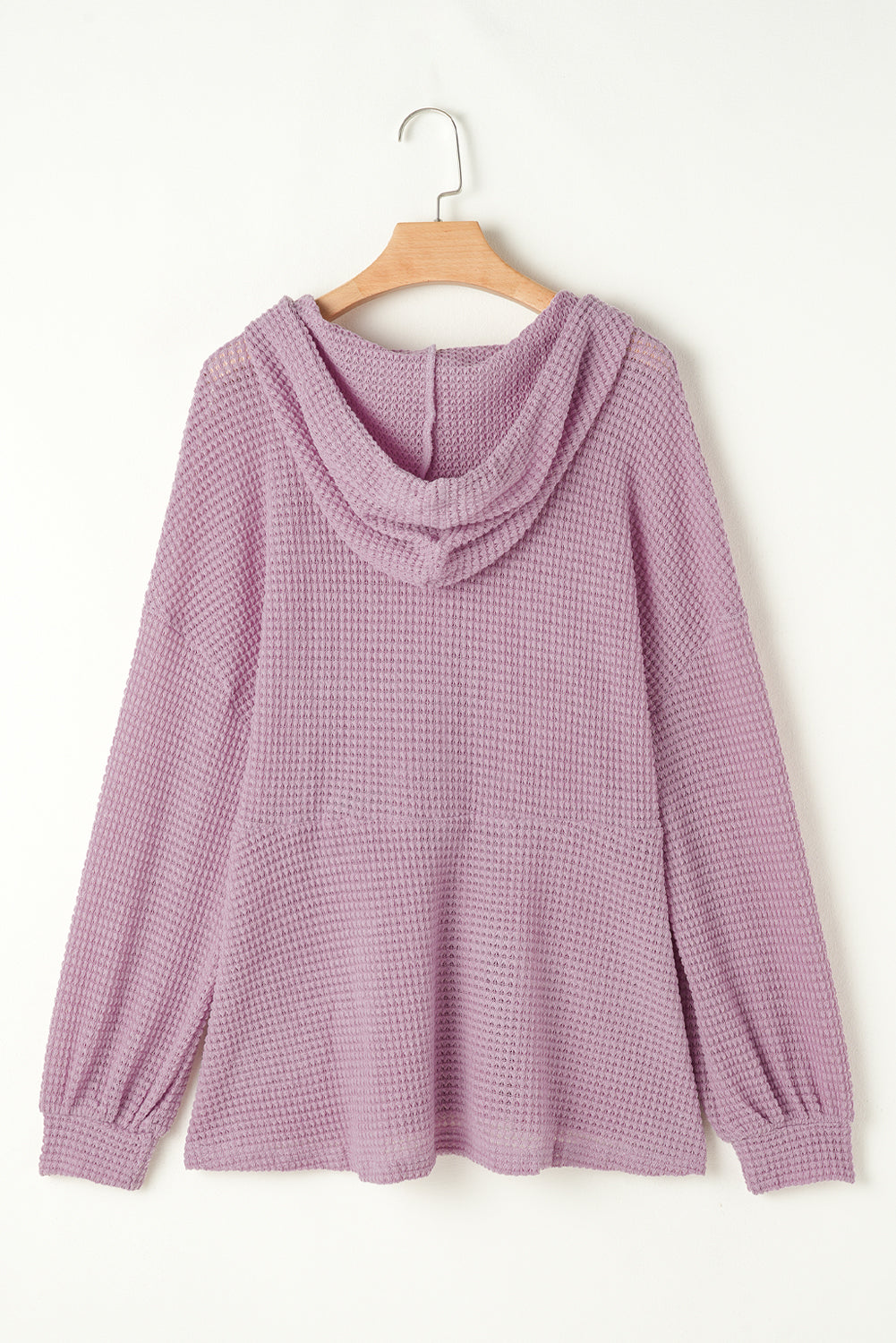 Plus Size Hooded Waffle Knit Top-Plus Size-MomFashion