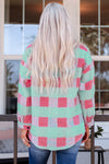 Pink Plaid Pattern Oversized Shacket-Outerwear-MomFashion