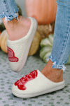 Racing Red Western Graphic Embroidered Sherpa Home Slippers-Shoes & Bags-MomFashion