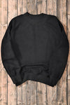 Black Drop Shoulder Crew Neck Pullover Sweatshirt-Tops-MomFashion