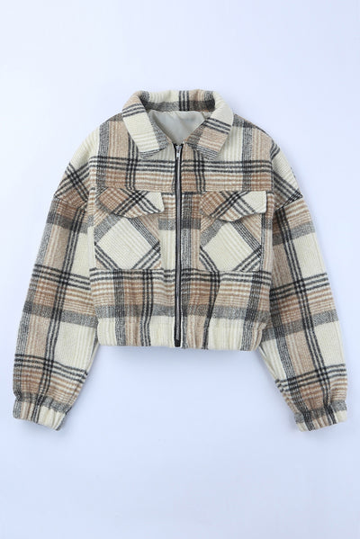 Vintage London Plaid Cropped Jacket-Outerwear-MomFashion