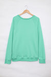 Green French Terry Cotton Blend Pullover Sweatshirt-Tops-MomFashion