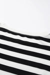 Black Stripe Drop Shoulder Striped Pullover Sweatshirt-Tops-MomFashion