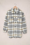 Brown Plaid Print Pocket Women Shacket-Outerwear-MomFashion