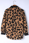 Black Contrast Trimmed Leopard Teddy Shacket-Outerwear-MomFashion