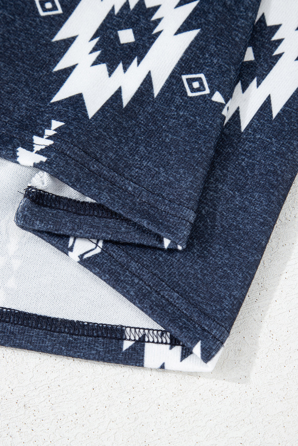 Gray Plus Size Aztec Print Exposed Seam Top-Plus Size-MomFashion