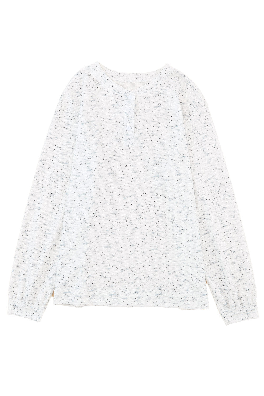 Gray Slouchy Heather Rib Knit Long Sleeve Henley Top-Tops-MomFashion