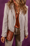 Chestnut Check Print Single Button Lapel Collar Blazer-Outerwear-MomFashion