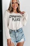 Snow White Champagne Please Graphic Sweater-Tops-MomFashion