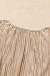 Camel Pleated Bell Sleeve Twist V Neck Cropped Blouse-Tops-MomFashion