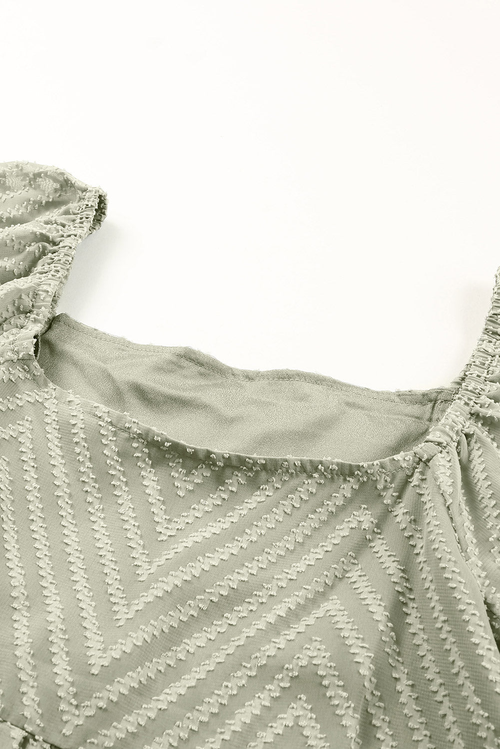 Square Neck Puff Sleeve Babydoll Style Short Dress-Dresses-MomFashion