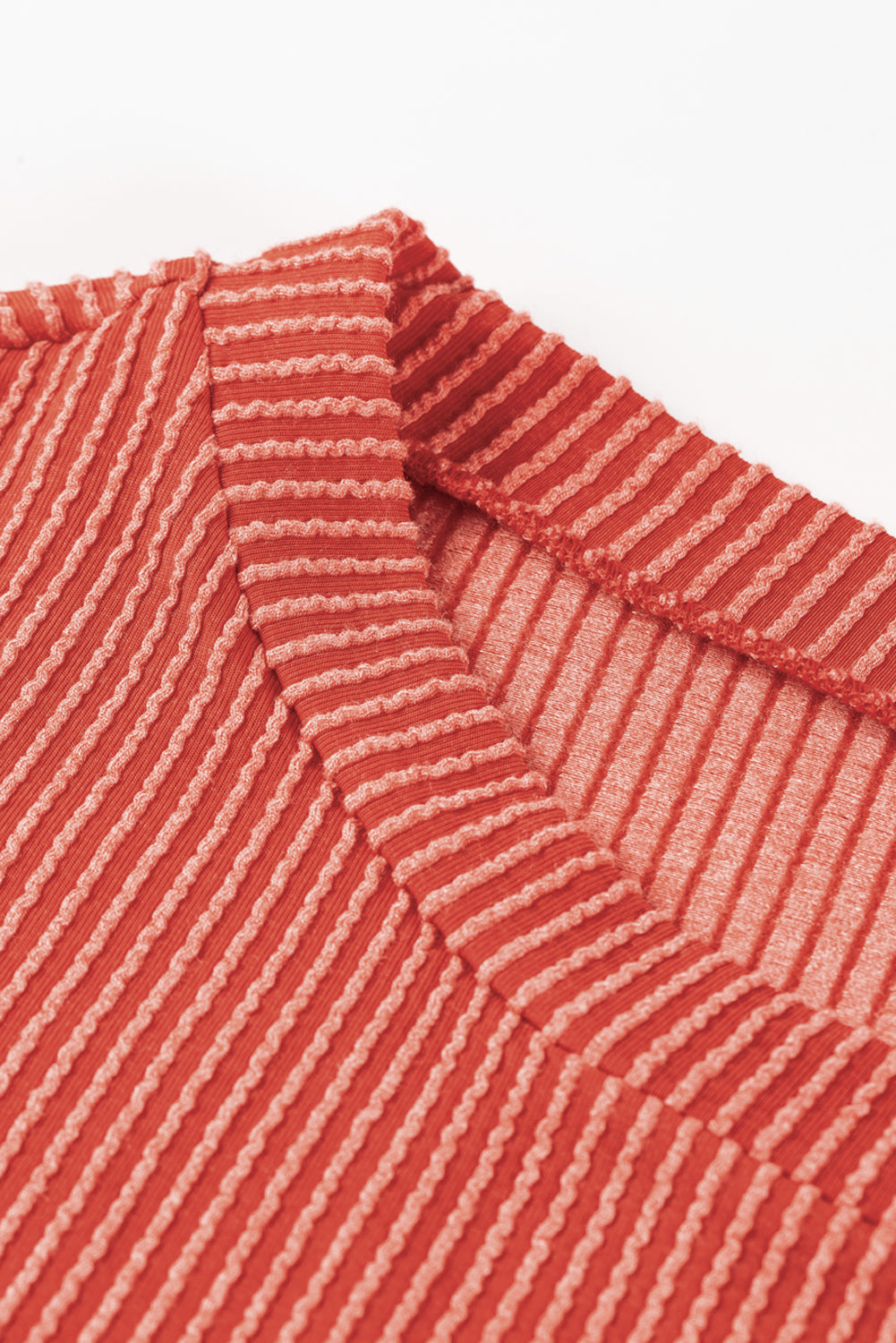 Fiery Red Corded 2pcs Colorblock Pullover and Pants Outfit-Loungewear-MomFashion