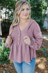 Plus Size Hooded Waffle Knit Top-Plus Size-MomFashion