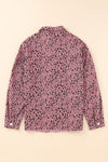 Pink Stars & Animal Spots Print Button Up Denim Shacket-Outerwear-MomFashion