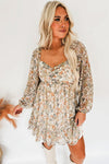 Floral Print Smocked Back Puff Sleeve Mini Dress-Dresses-MomFashion